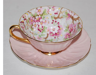pink Shelley Oleander cup & saucer floral pattern